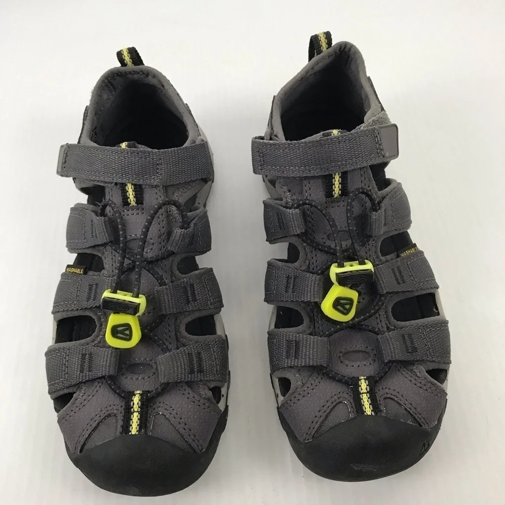 Keen Kids Gray and Neon Yellow Outdoor Closed-Toe Sandals